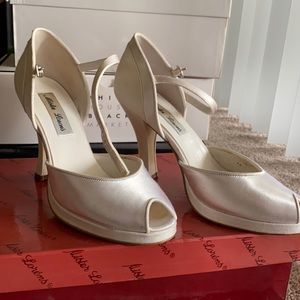 Satin wedding shoes.